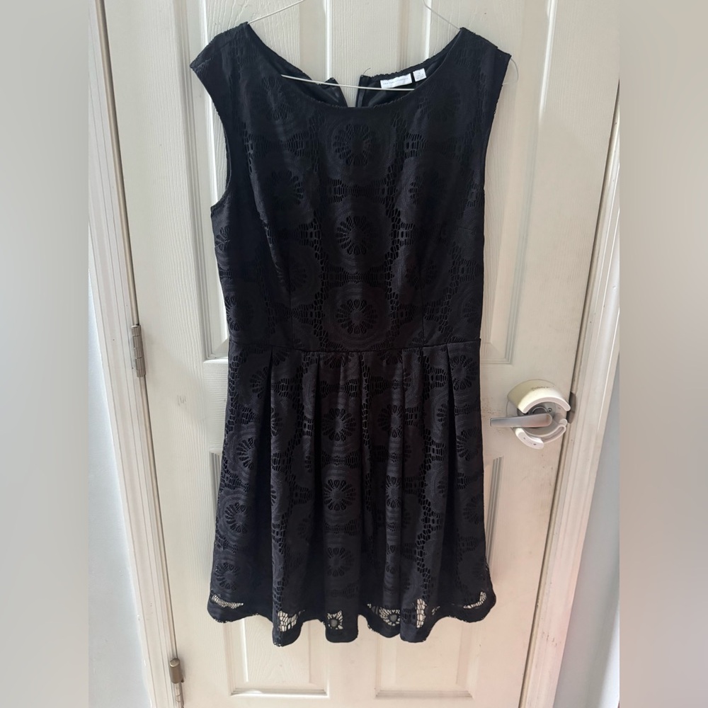 New York & Company Black Lace Overlay Dress